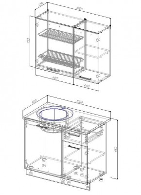 Кухонный гарнитур Белый Глянец 1000 (Стол. 38мм) в Качканаре - kachkanar.ok-mebel.com | фото 2
