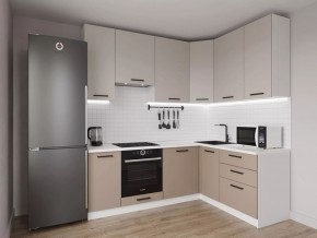 Кухонный гарнитур угловой Каппучино 2200*1600 h 950 (Стол. 38мм) в Качканаре - kachkanar.ok-mebel.com | фото