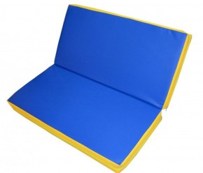 Мат гимнастический 1х1х0,08м складной цв. синий-желтый в Качканаре - kachkanar.ok-mebel.com | фото 1