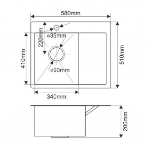 Мойка HD5851L MELANA ProfLine 3,0/200 САТИН врезная прямоугольная с коландером HD5851L в Качканаре - kachkanar.ok-mebel.com | фото 2