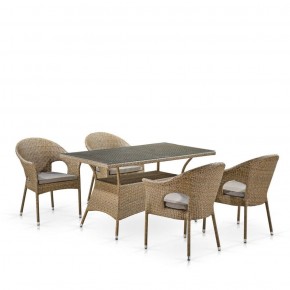 Обеденный комплект плетеной мебели T198B/Y79B-W56 Light Brown (4+1) в Качканаре - kachkanar.ok-mebel.com | фото