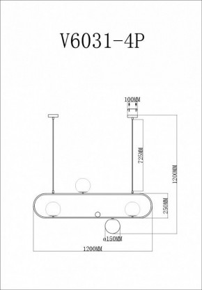 Подвесной светильник Moderli Miya V6031-4P в Качканаре - kachkanar.ok-mebel.com | фото 3