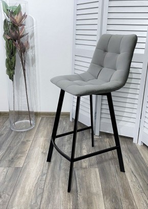 Полубарный стул CHILLI-QB SQUARE светло-серый #26, велюр / черный каркас (H=66cm) М-City в Качканаре - kachkanar.ok-mebel.com | фото 2