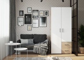 Шкаф 2-х створчатый с ящиками VICTOR (Сонома-Белый) в Качканаре - kachkanar.ok-mebel.com | фото 3