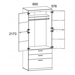 Шкаф 2D3S OSKAR , цвет дуб Санремо в Качканаре - kachkanar.ok-mebel.com | фото 3