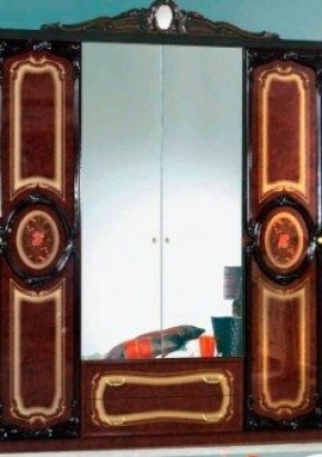 Шкаф 4-х дверный с зеркалами (01.144) Роза (могано) в Качканаре - kachkanar.ok-mebel.com | фото