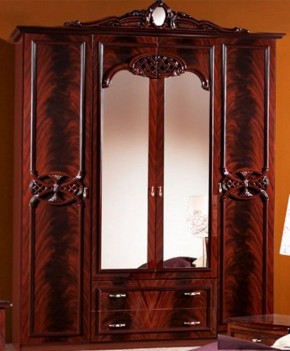 Шкаф 4-х дверный с зеркалами (03.144) Ольга (могано) в Качканаре - kachkanar.ok-mebel.com | фото