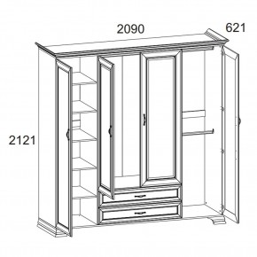 Шкаф 4D2S Z, TIFFANY, цвет вудлайн кремовый в Качканаре - kachkanar.ok-mebel.com | фото