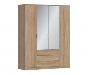 Шкаф 4х дверный с зеркалами Николь СБ-2595/1 (Дуб Сонома) в Качканаре - kachkanar.ok-mebel.com | фото