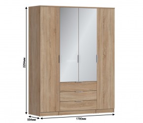 Шкаф 4х дверный с зеркалами Николь СБ-2595/1 (Дуб Сонома) в Качканаре - kachkanar.ok-mebel.com | фото 3