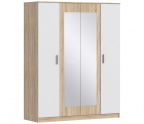 Шкаф 4х дверный с зеркалами Уют СБ-2750/1 (Дуб Сонома/Белый) в Качканаре - kachkanar.ok-mebel.com | фото