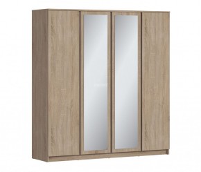 Шкаф 4х дверный с зеркалами Веста СБ-3082 (Дуб Сонома) в Качканаре - kachkanar.ok-mebel.com | фото