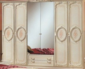 Шкаф 6-и дверный с зеркалами (01.146) Роза (беж) в Качканаре - kachkanar.ok-mebel.com | фото
