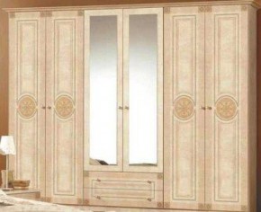 Шкаф 6-и дверный с зеркалами (02.146) Рома (беж) в Качканаре - kachkanar.ok-mebel.com | фото