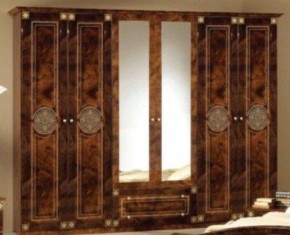 Шкаф 6-и дверный с зеркалами (02.146) Рома (орех) в Качканаре - kachkanar.ok-mebel.com | фото
