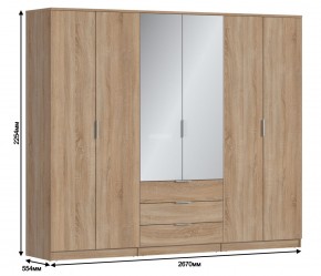 Шкаф 6-ти дверный Николь СБ-2593/1 (Дуб Сонома) в Качканаре - kachkanar.ok-mebel.com | фото 3