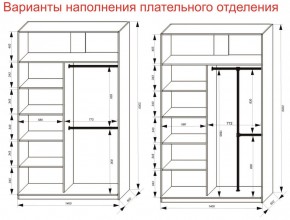 Шкаф-купе 1400 серии SOFT D6+D6+B2+PL3 (2 ящика+2штанги) профиль «Капучино» в Качканаре - kachkanar.ok-mebel.com | фото 8