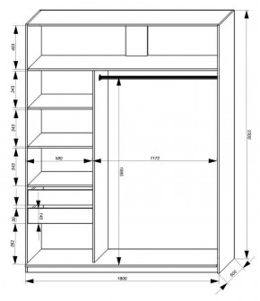 Шкаф-купе 1800 серии SOFT D1+D3+B2+PL1 (2 ящика+1штанга) профиль «Графит» в Качканаре - kachkanar.ok-mebel.com | фото 3