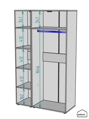 Шкаф Linnea MHR-3-1 2050х1200х510 (Графит-М 11.1.25) в Качканаре - kachkanar.ok-mebel.com | фото 3