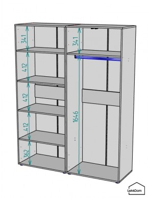 Шкаф Linnea MHR-4-1 2050х1600х510 (Белый-М 11.1.1) в Качканаре - kachkanar.ok-mebel.com | фото 3