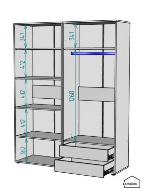 Шкаф Linnea MHR-4-2 2050х1600х510 (Белый-М 11.1.1) в Качканаре - kachkanar.ok-mebel.com | фото 3