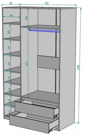 Шкаф Мальта H216 в Качканаре - kachkanar.ok-mebel.com | фото 2