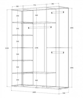 Шкаф Норден 1600 (Дуб Крафт золотой) в Качканаре - kachkanar.ok-mebel.com | фото 3