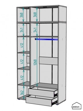 Шкаф с антресолью Linnea MHR-3A-2 2450х1200х510 (Белый-М 11.1.2) в Качканаре - kachkanar.ok-mebel.com | фото 3