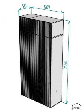 Шкаф с антресолью Linnea MHR-3POA-1 2450х1200х510 (Белый-М 11.1.1) в Качканаре - kachkanar.ok-mebel.com | фото 2