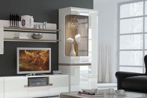 Шкаф с витриной 3D/TYP 01L, LINATE ,цвет белый/сонома трюфель в Качканаре - kachkanar.ok-mebel.com | фото 6