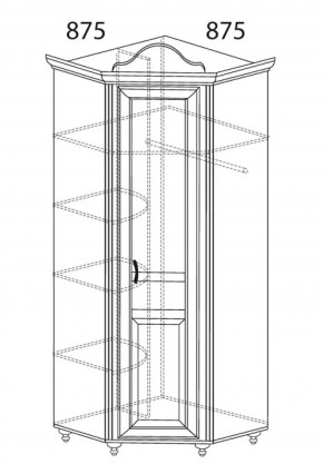 Шкаф угловой №562 "Алиса" (угол 875*875) в Качканаре - kachkanar.ok-mebel.com | фото 2