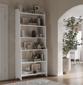 Стеллаж Вествик, массив сосны, цвет белый в Качканаре - kachkanar.ok-mebel.com | фото 3
