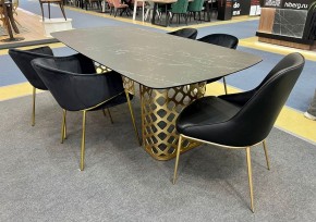 Стол CHIAVARI 220 KL-116 Черный мрамор матовый, итальянская керамика / бронзовый, ®DISAUR в Качканаре - kachkanar.ok-mebel.com | фото 2