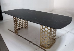 Стол CHIAVARI 220 KL-116 Черный мрамор матовый, итальянская керамика / бронзовый, ®DISAUR в Качканаре - kachkanar.ok-mebel.com | фото 4