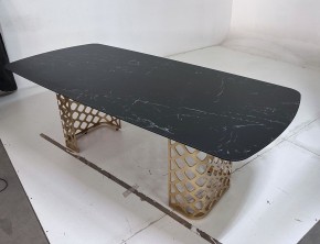 Стол CHIAVARI 220 KL-116 Черный мрамор матовый, итальянская керамика / бронзовый, ®DISAUR в Качканаре - kachkanar.ok-mebel.com | фото 6