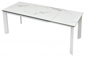 Стол CREMONA 140 HIGH GLOSS STATUARIO Белый мрамор глянцевый, керамика/ белый каркас, ®DISAUR в Качканаре - kachkanar.ok-mebel.com | фото 5