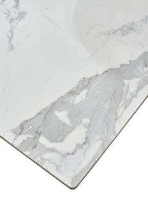 Стол CREMONA 140 HIGH GLOSS STATUARIO Белый мрамор глянцевый, керамика/ белый каркас, ®DISAUR в Качканаре - kachkanar.ok-mebel.com | фото 6
