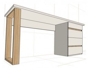 Стол письменный с тумбой 4 ящика (1450) в Качканаре - kachkanar.ok-mebel.com | фото 2