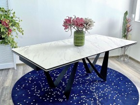Стол RIETI 200 KL-99 Белый мрамор матовый, итальянская керамика / черный каркас, ®DISAUR в Качканаре - kachkanar.ok-mebel.com | фото 2