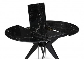 Стол стеклянный Рикла 110(150)х110х76 черный мрамор / черный в Качканаре - kachkanar.ok-mebel.com | фото 4