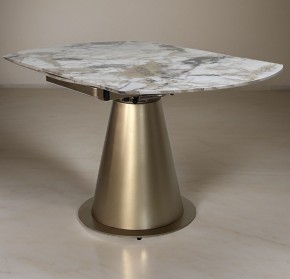 Стол TERAMO 135 GLOSS GRAND JADE SOLID CERAMIC, керамика, поворотн.механизм / Бронзовый, ®DISAUR в Качканаре - kachkanar.ok-mebel.com | фото