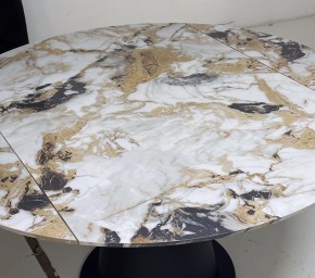 Стол TERAMO 135 GLOSS GRAND JADE SOLID CERAMIC, керамика, поворотн.механизм / Черный каркас, ®DISAUR в Качканаре - kachkanar.ok-mebel.com | фото 4