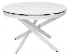 Стол TRENTO 120 HIGH GLOSS STATUARIO Белый мрамор глянцевый, керамика/ белый каркас, ®DISAUR в Качканаре - kachkanar.ok-mebel.com | фото 2