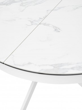 Стол TRENTO 120 HIGH GLOSS STATUARIO Белый мрамор глянцевый, керамика/ белый каркас, ®DISAUR в Качканаре - kachkanar.ok-mebel.com | фото 4