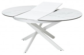 Стол TRENTO 120 HIGH GLOSS STATUARIO Белый мрамор глянцевый, керамика/ белый каркас, ®DISAUR в Качканаре - kachkanar.ok-mebel.com | фото 5