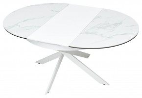 Стол TRENTO 120 HIGH GLOSS STATUARIO Белый мрамор глянцевый, керамика/ белый каркас, ®DISAUR в Качканаре - kachkanar.ok-mebel.com | фото 8