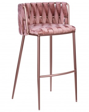 Стул барный DOBRIN EMMA ROSE GOLD, розовый велюр (VF-10) в Качканаре - kachkanar.ok-mebel.com | фото