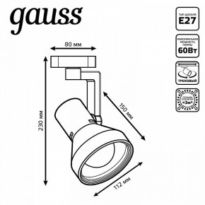 Светильник на штанге Gauss Track Light TR005 в Качканаре - kachkanar.ok-mebel.com | фото 6