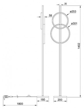 Торшер Arte Lamp Fluido A3913PN-24BK в Качканаре - kachkanar.ok-mebel.com | фото 2
