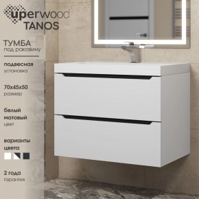 Тумба под раковину Uperwood Tanos 70 см, подвесная, белая/графит в Качканаре - kachkanar.ok-mebel.com | фото 3